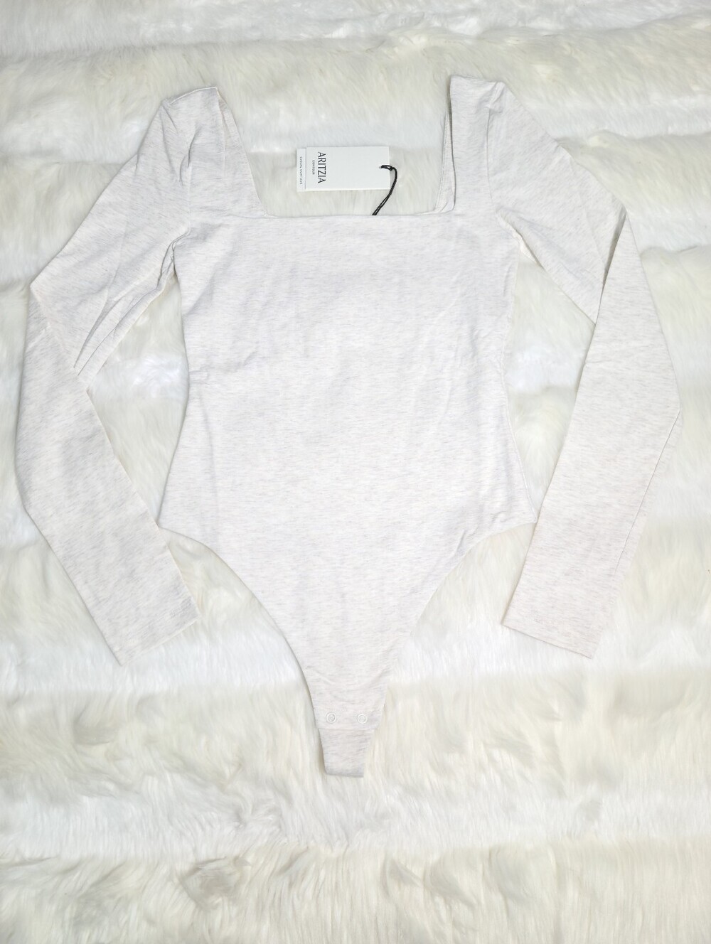 Aritzia Contour Squareneck Longsleeve Bodysuit Light Oatmeal Women XS NEW
